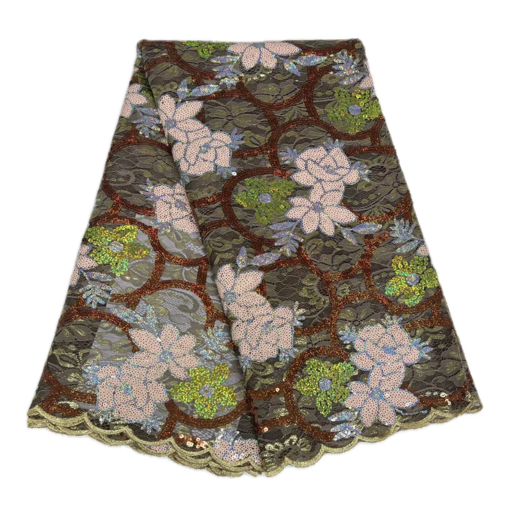 Африканская кружевная сетка с блестками, нигерийская ткань высокого качества, тюль, кружевной материал, женские свадебные платья, кружевная ткань с блестками, 5 ярдов