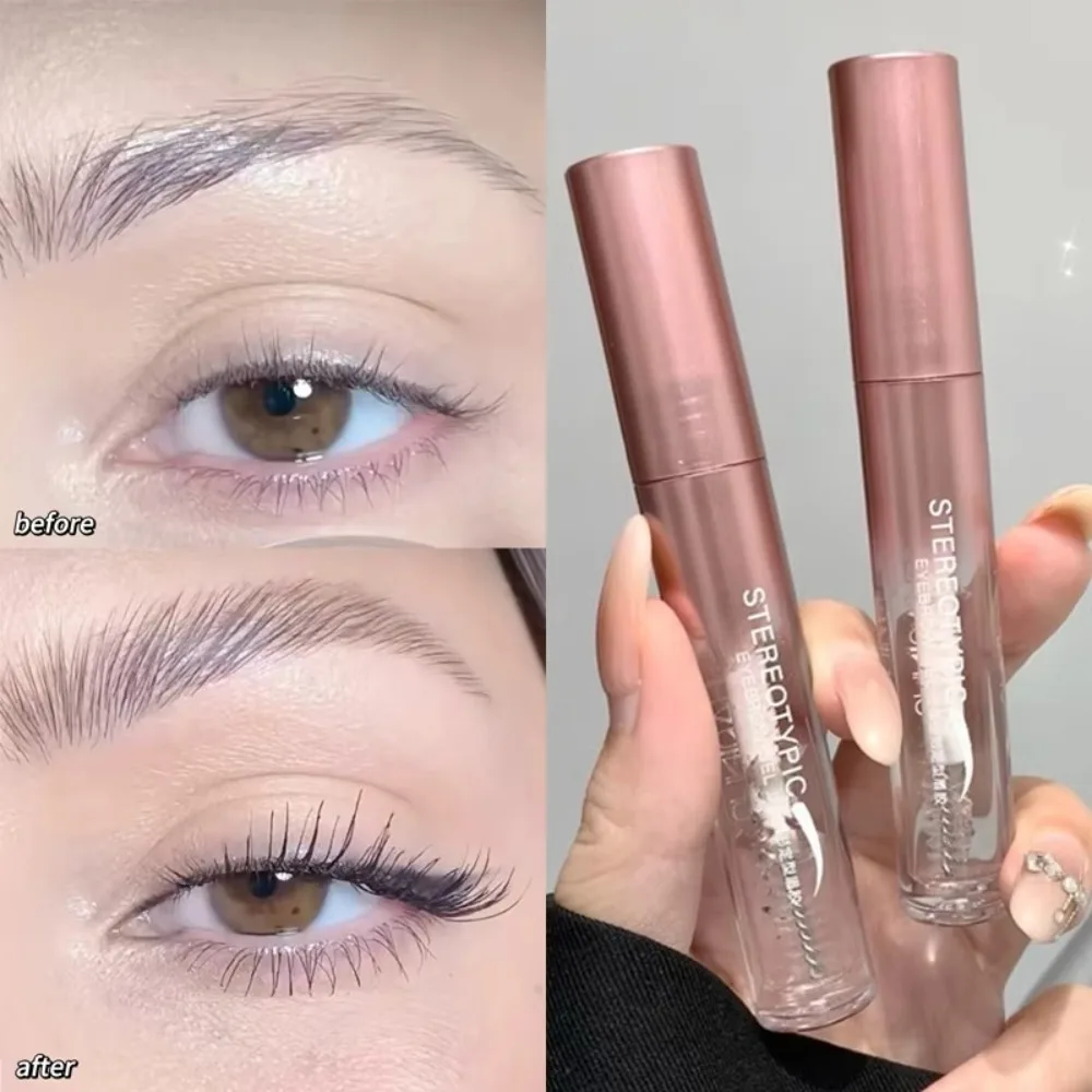 جل تصفيف الحواجب الشفاف ثلاثي الأبعاد مقاوم للماء مع فرشاة غراء الحواجب الصلب سريع الجفاف للحواجب البرية الطبيعية #4