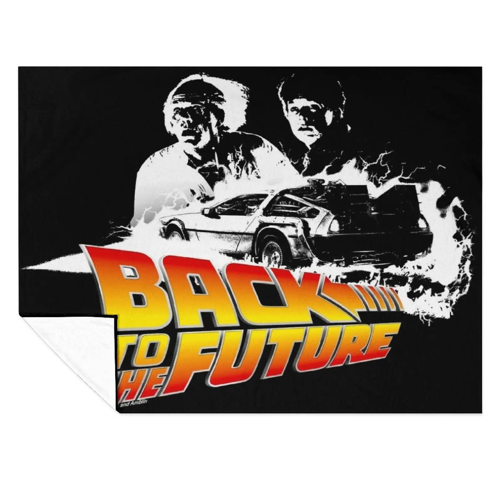 Назад в будущее - DeLorean Fire Tracks, Marty and Doc Stencil Fan Art Throw Blanket Polar Retros bed плед Одеяла