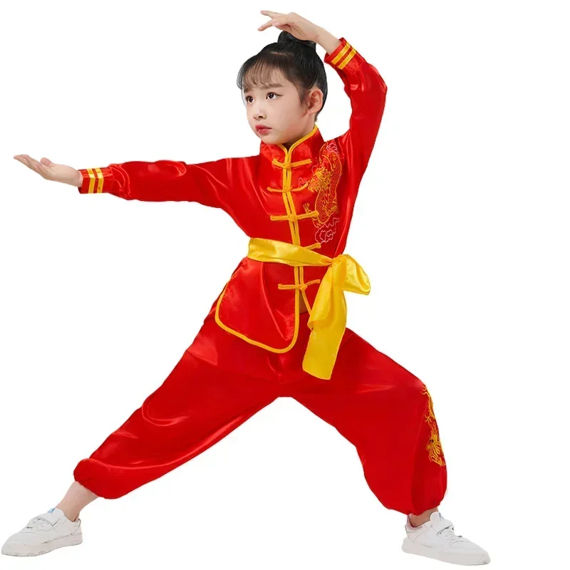 เด็กจีนแบบดั้งเดิมWushuเครื่องแต่งกายชายหญิงKungfuชุดTai ChiยุทธวิธีArtชุดชุด
