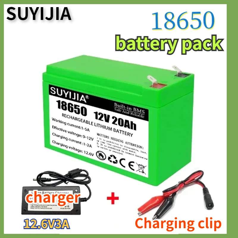 18650 Lithium Battery Pack 12V 20Ah 12Ah 6Ah Built-in BMS 30A Solar Electric Vehicle Li-ion Electric Lighting Outdoor Battery