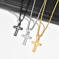 Casual Hollow Cross Necklaces for Men Boys,Waterproof Stainless Steel Cross Pendant Necklace,Religious Faith Prayer Jewelry Gift