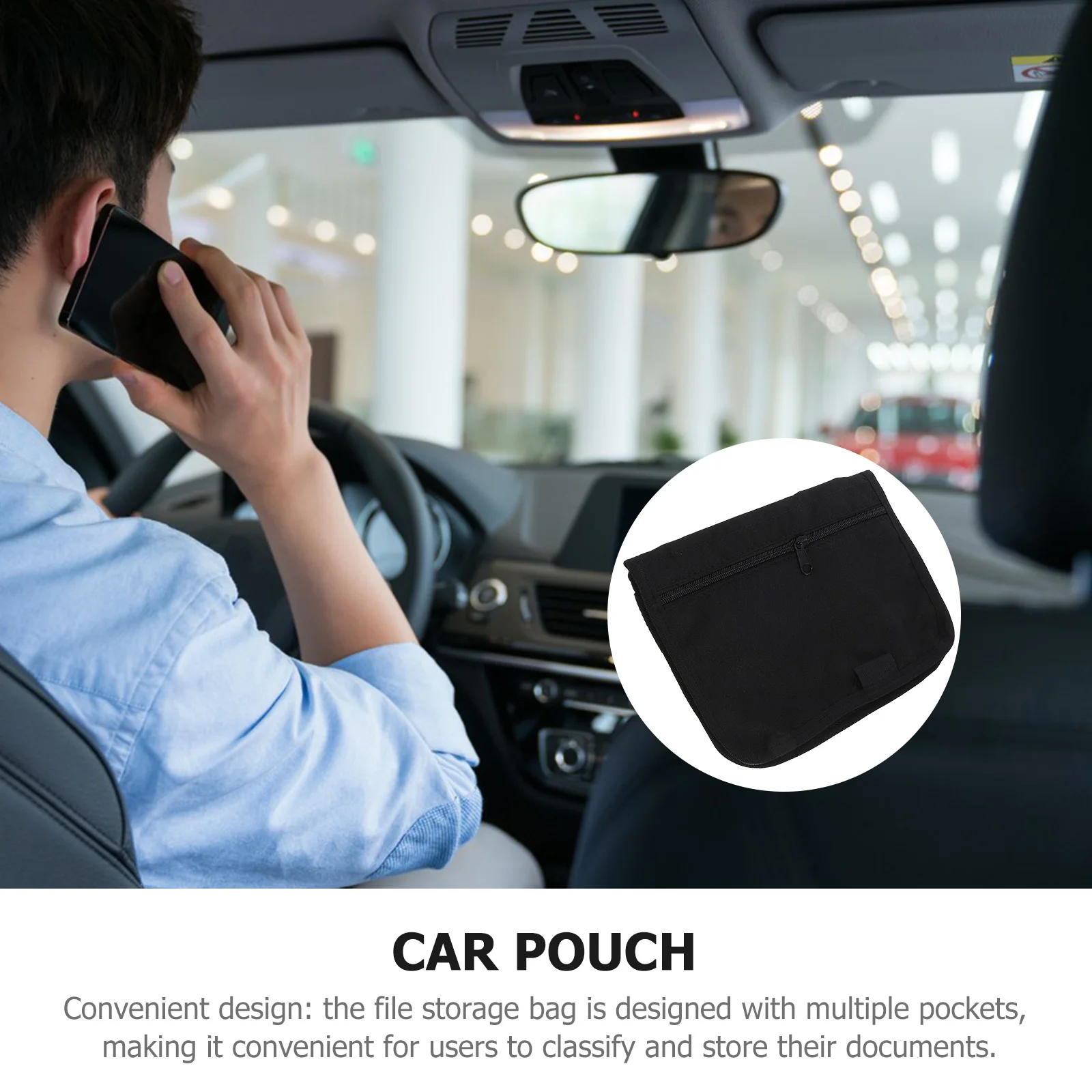 

Document Storage Bag Black Car Console Organizer Multi Pockets Oxford Cloth Glove Box Manual Pouch Car Storage Folder