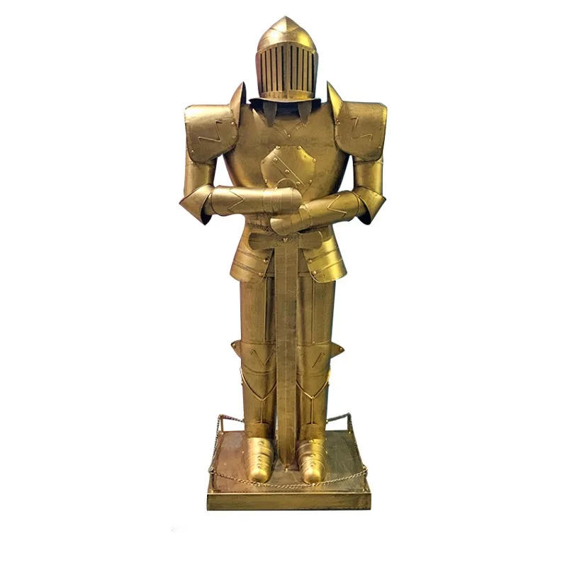 Large samurai armor man model, retro wrought iron armor knight model, bar window ornament