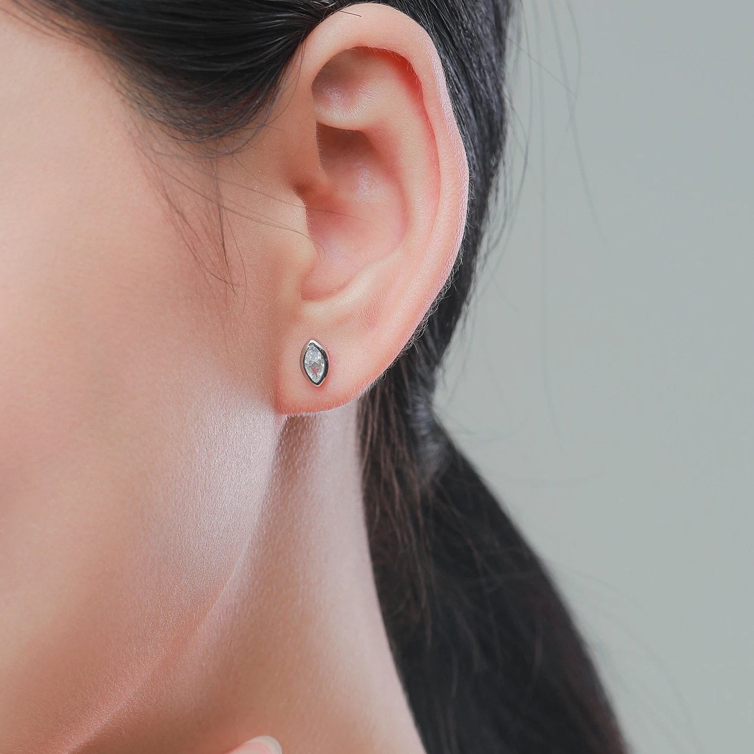 Modian Real 925 Sterling Silver Golden Rhombus Luxury CZ Gold Stud Earrings for Women Anniversary Gift Fine Ear bone Jewelry