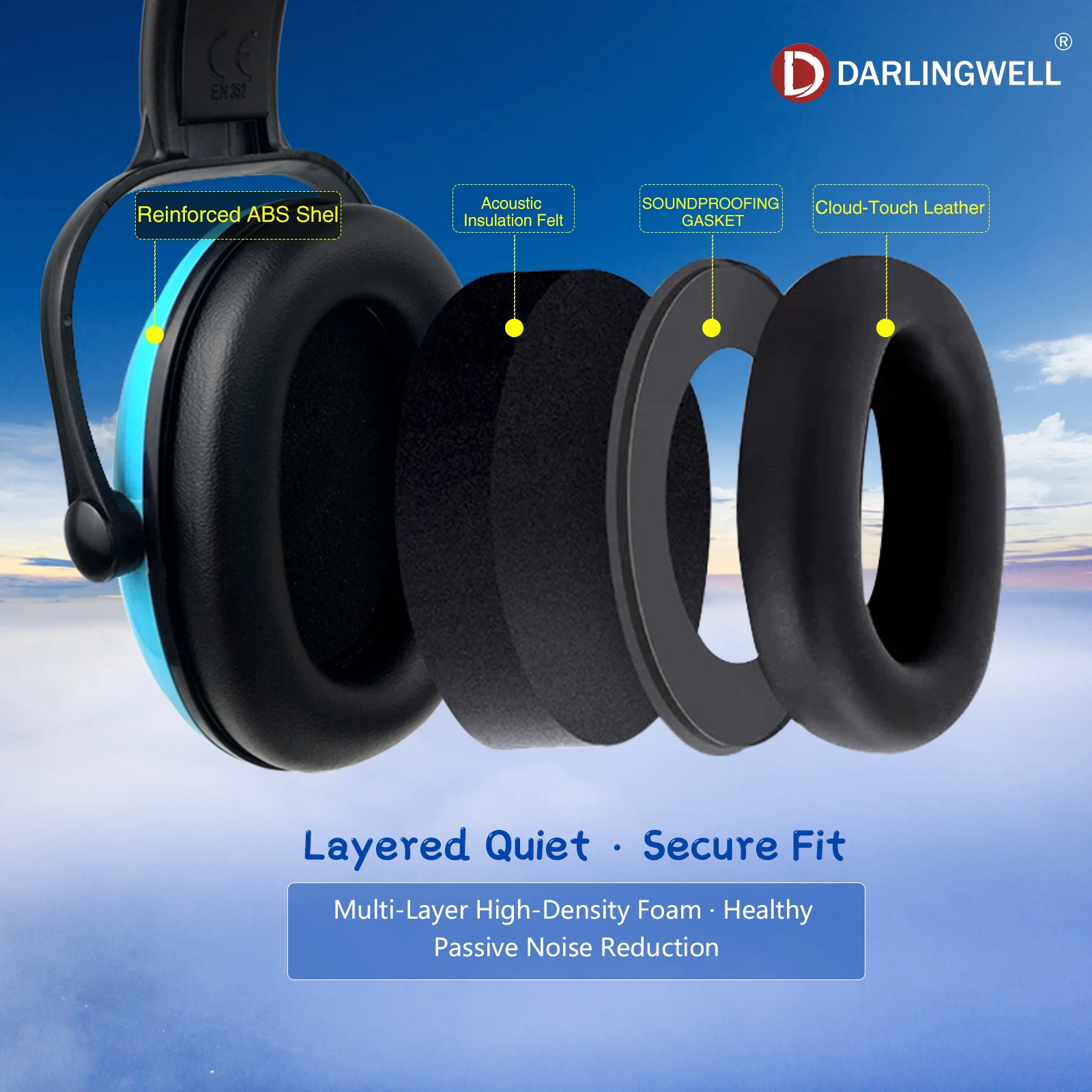 Kids Shooting Ear Muffs Noise Reduction Ear Protection for Hearing Reading Sleeping Working - Adjustable Earmuffs