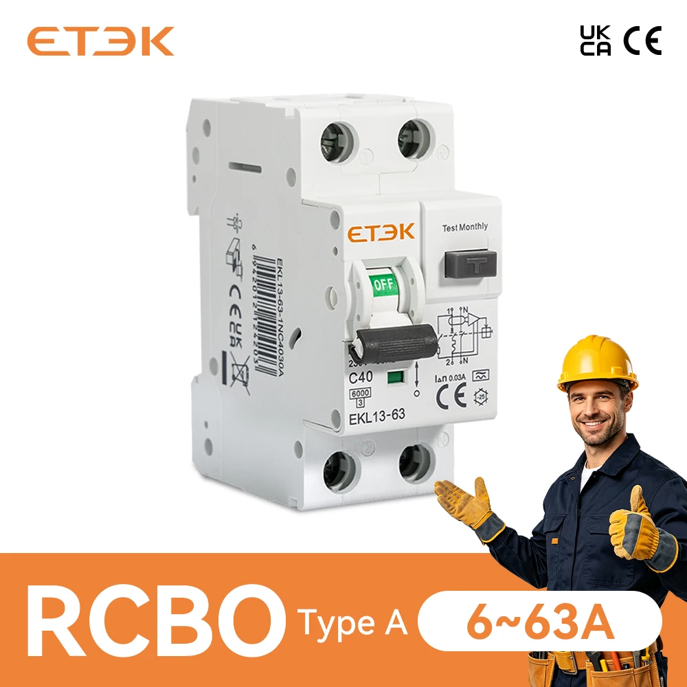 �y�Z�[�����zETEK RCBO��d���R�d�Ւf��A�^�C�v30mA 1P+N�Z���R�d�ی�RCD EKL13