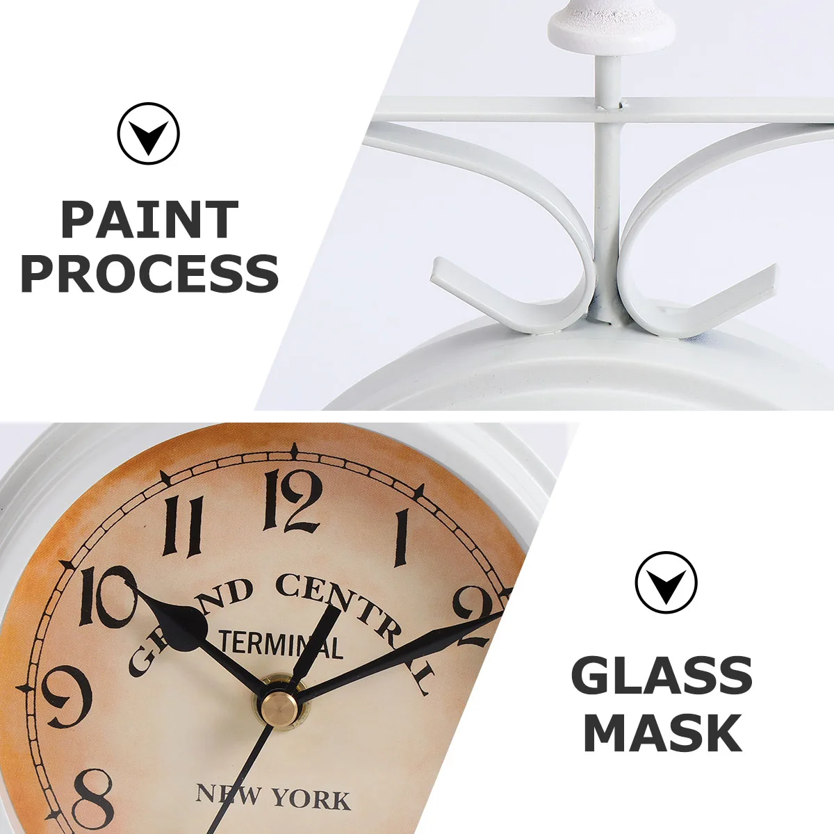 

Hanging Double Sided Iron Round For Home Decor Bedroom Living Room Double-Sided Hanging Clock Iron
