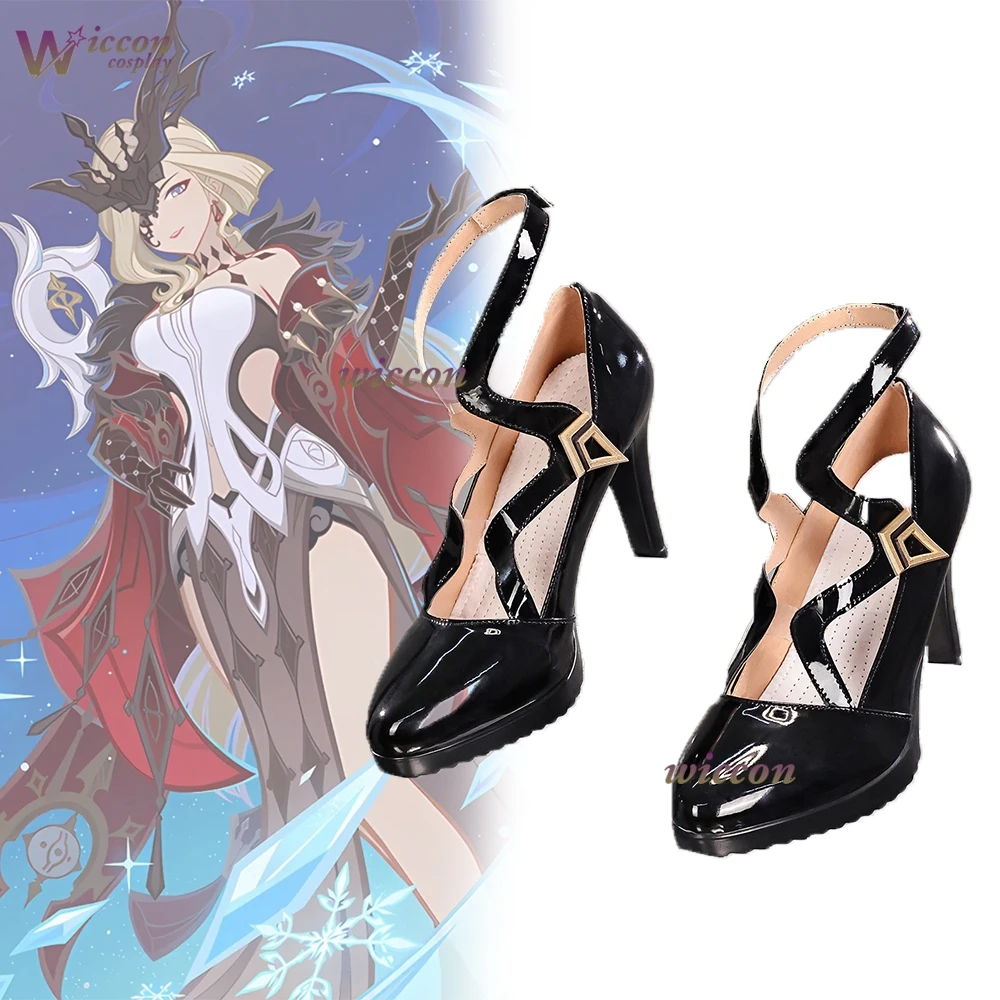 Genshin Impact La Signora The Fair Lady Cosplay Shoes Black High Heels Size 36-43 Halloween Comic Con Carnival Theme Party Shoes