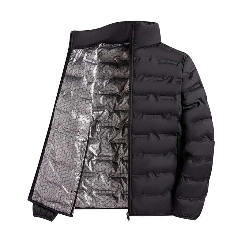 Winter White Down Jacket Men Graphene Self-heating Windproof Pleated Puffer Jackets Stand Collar Casual Warm Down Coats Male