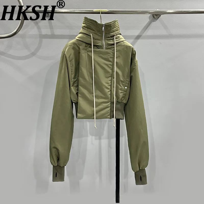 

HKSH Autumn Winter New Tide American Vintage Trendy Safari Style Long Sleeve Zipper Jacket Dark Punk Cotton Coats Hoodie HK17278
