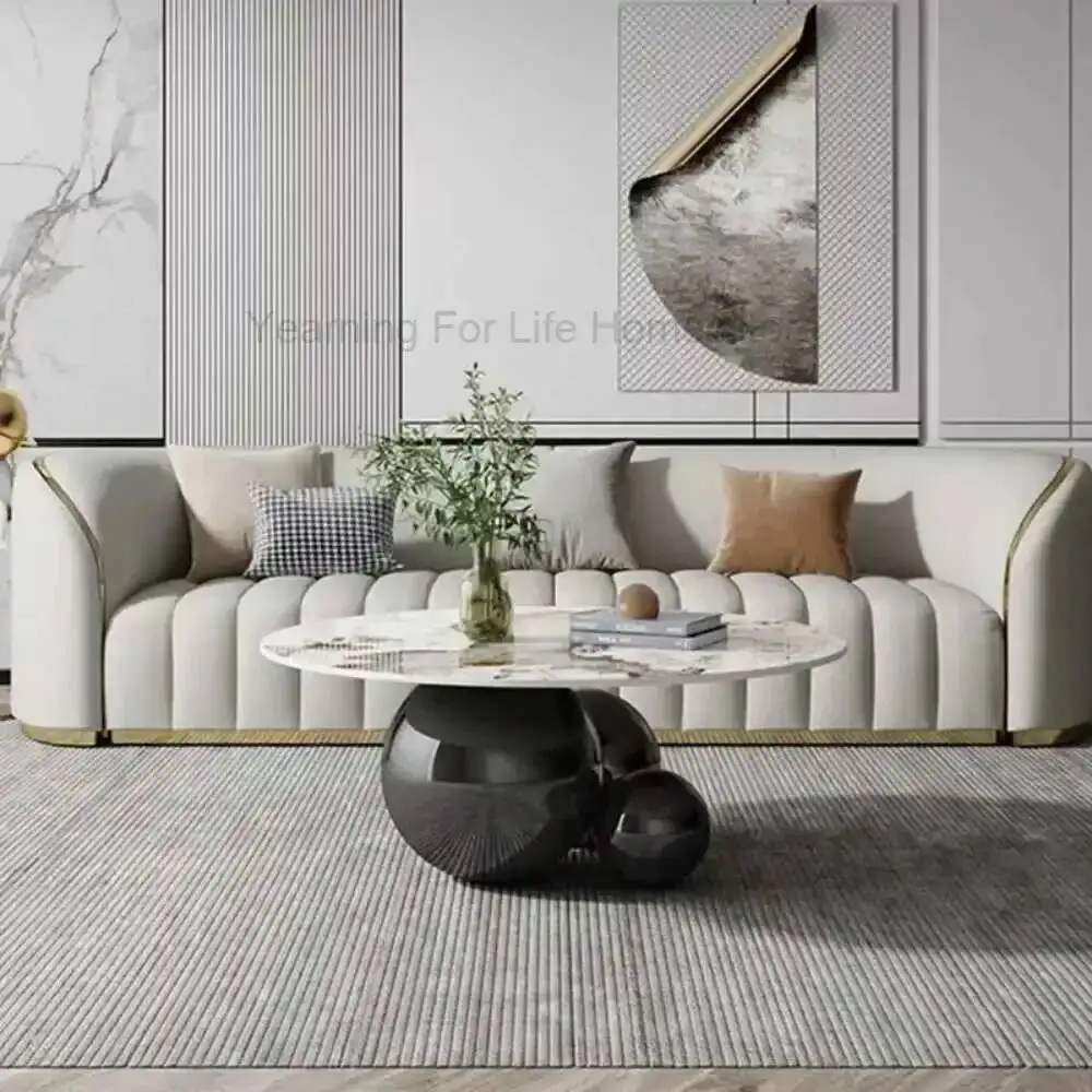 

Nordic Luxury Coffee Tables Modern Marble Effect Premium Aesthetic Side Table Minimalist Table Basse Pour Salon Home Furniture