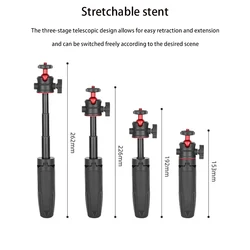 Mini Extendable Tripod, Portable Desktop Stand for Phone/Camera/Light/Mic/GoPro, Adjustable Stable Holder with 1/4
