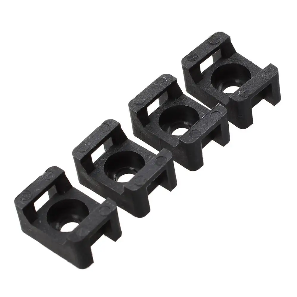 

Universal 100Pcs Black 4.5mm Width Cable Tie Wire Holder Mount Saddle Type Base Cable Tie Saddle Type Mount Base Wire Holder