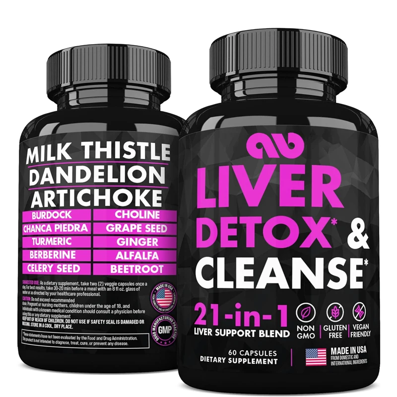 Liver cleansing, detoxification, and repair support - Milk thistle liver detoxification formula -60 capsules