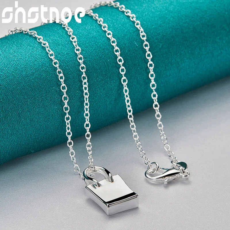 SHSTONE 925 Sterling Silver Necklace Handbag Pendant 16-30 Inch Chain Necklaces Women's Fashion Wedding Party Jewelry Wholesale