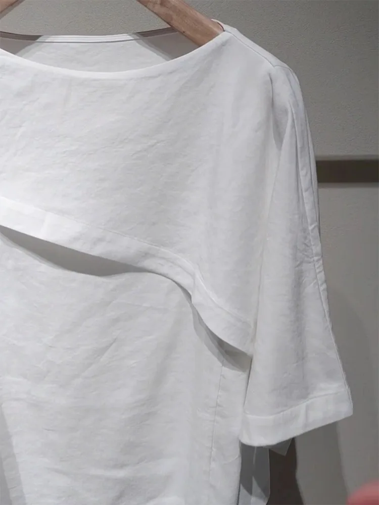 تي شيرت نسائي فضفاض مستدير Sle أبيض أساسي صيفي النسخة الكورية مستقيم قطع ort Sve اللون