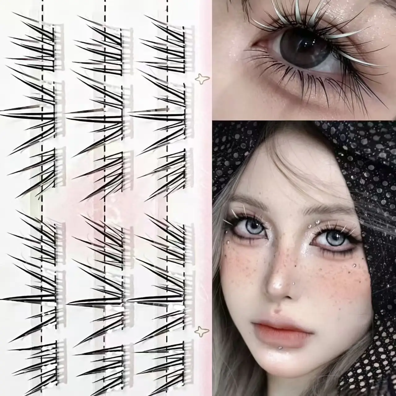 Herorange Silver Glitter Individual Lashes C Curl Self Adhesive Comfort Fit Natural Look for Daily Party Beginner Eye Makeup