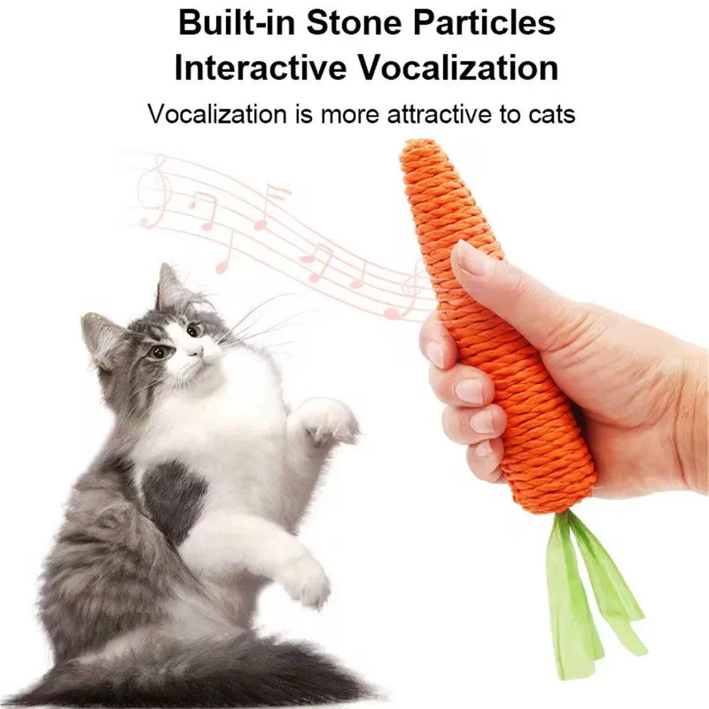 Cat Toys Simulation Carrot Sounding Pet Toys For Kitten Dogs Sisal Teeth Grinding Squeak Interactive Cat Chew Toy Pet Supplies