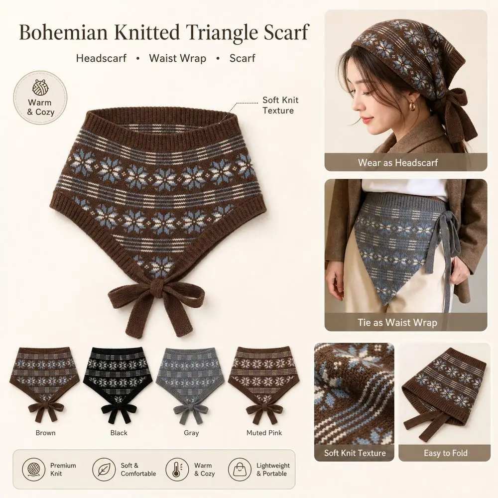 Yarn Triangle Hip Scarf Knitted Texture Fair Isle Pattern Knitted Waist Wrap Snowflake Pattern Triangle Shape Hip Cover Up
