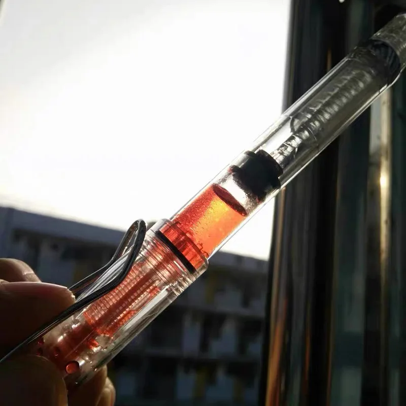 2026 Art pen Transparent piston pen Large capacity ink student practice pen