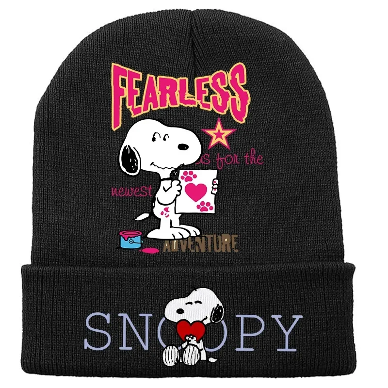 Snoopy Gebreide Muts Pinda's Figuur Afdrukken Muts Cartoon Anime Skullies Mutsen Comfortabele Kinderen Motorkap Kerstcadeaus