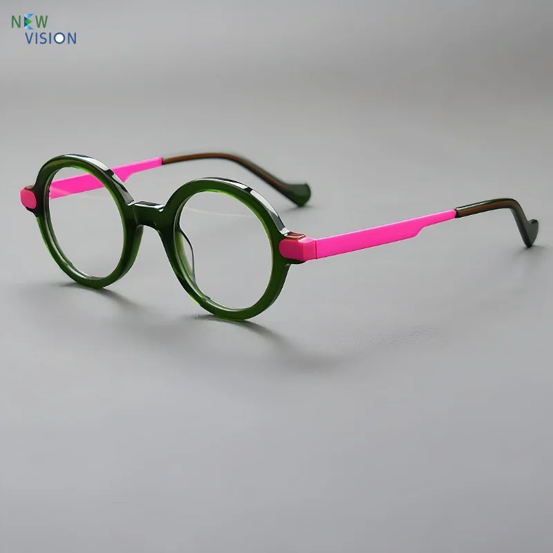 New Women Glasses Personality Retro Acetate Frame Classic Round Dopamine Color Series Men Reading Optical Prescription Eyeglass