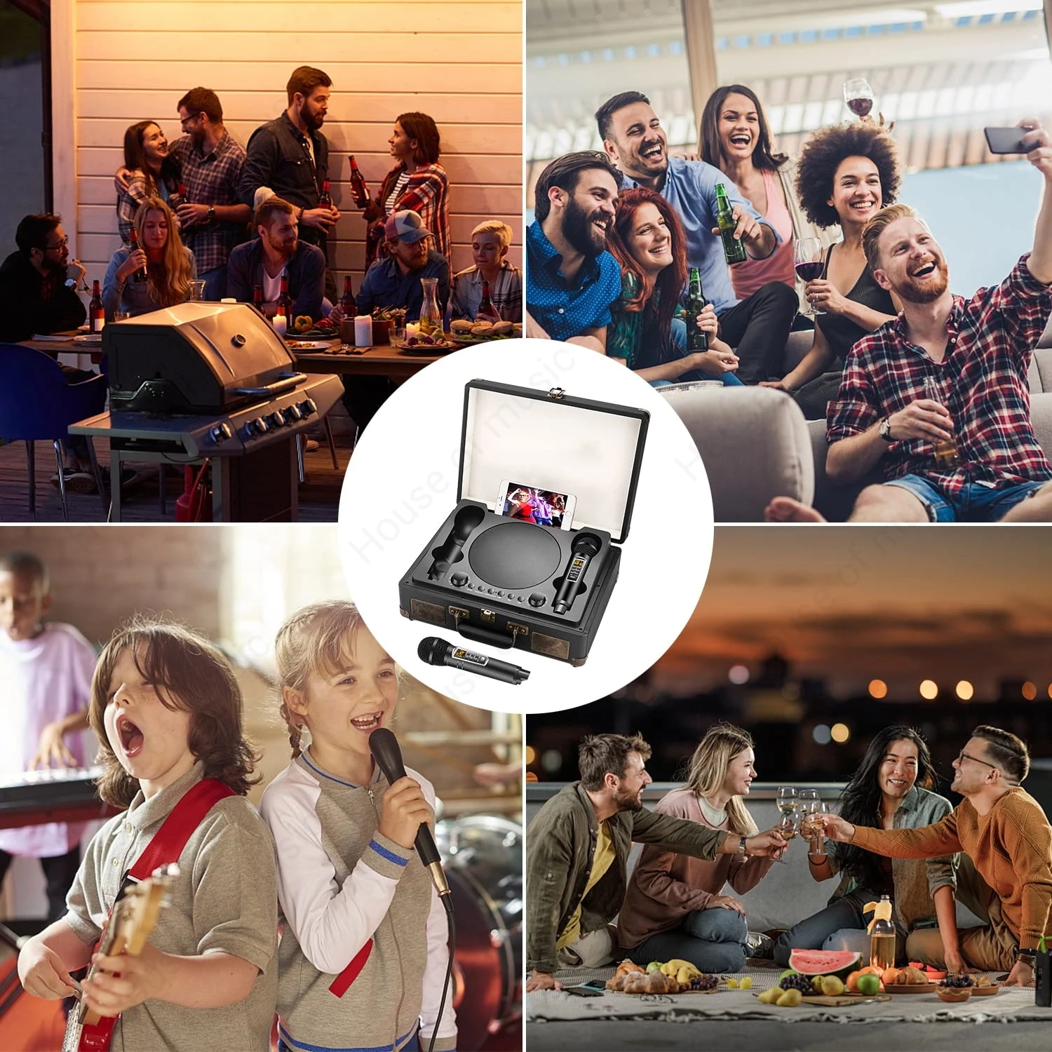 ポータブル屋外カラオケマシン,デュアルワイヤレスマイク,ハイパワーステレオケース,Bluetooth KTVスピーカー,sdrd2109