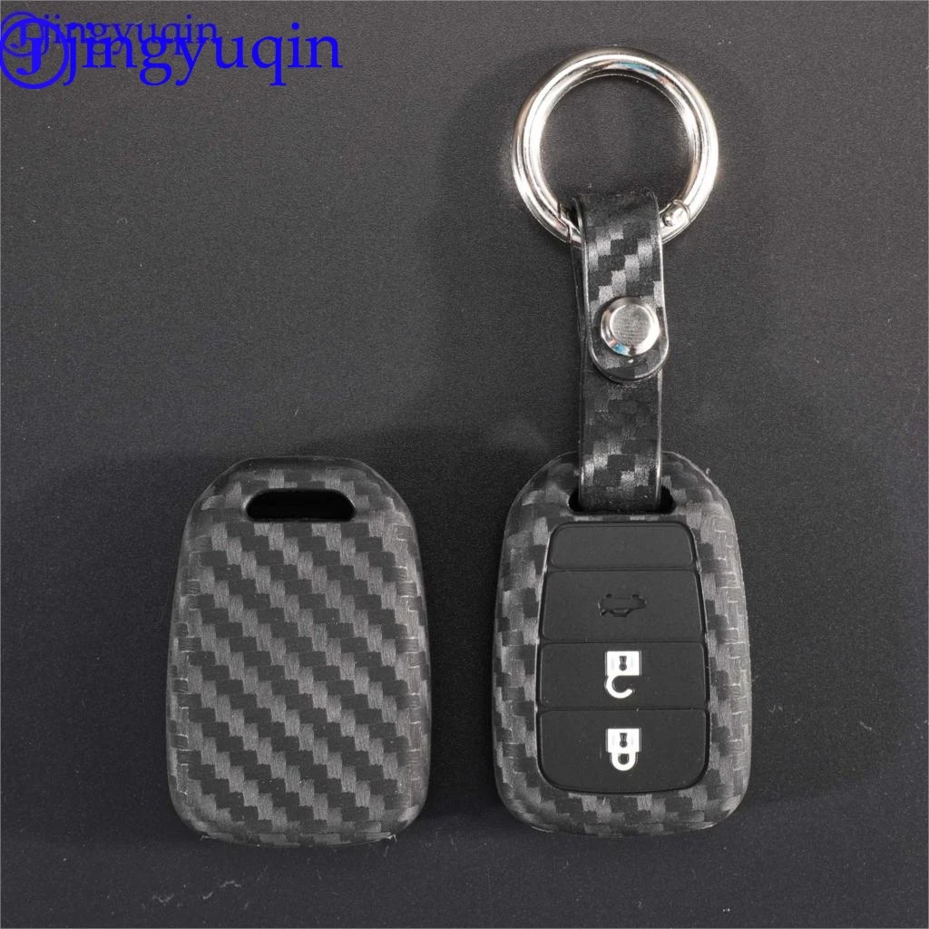 jingyuqin Carbon Fiber Patten Silicone Car Key Shell For Honda GREIZ Civic City XRV Vezel Car Keys Blank Case Cover