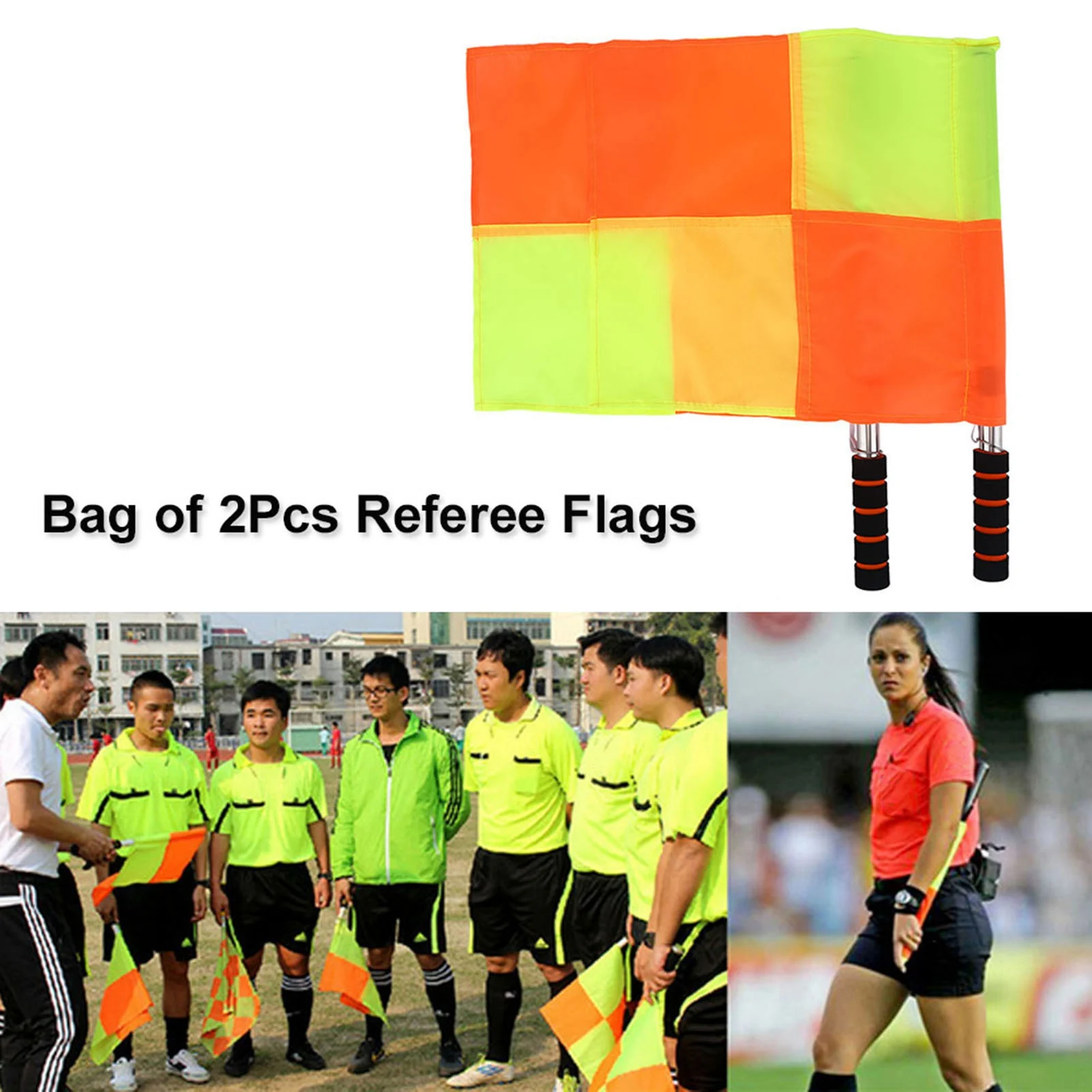 

Soccer Referee Flag,Sport Referee 2PCS Referee Linesman Flag with Storage Bag for Sports Match Soccer Football Hockey Training
