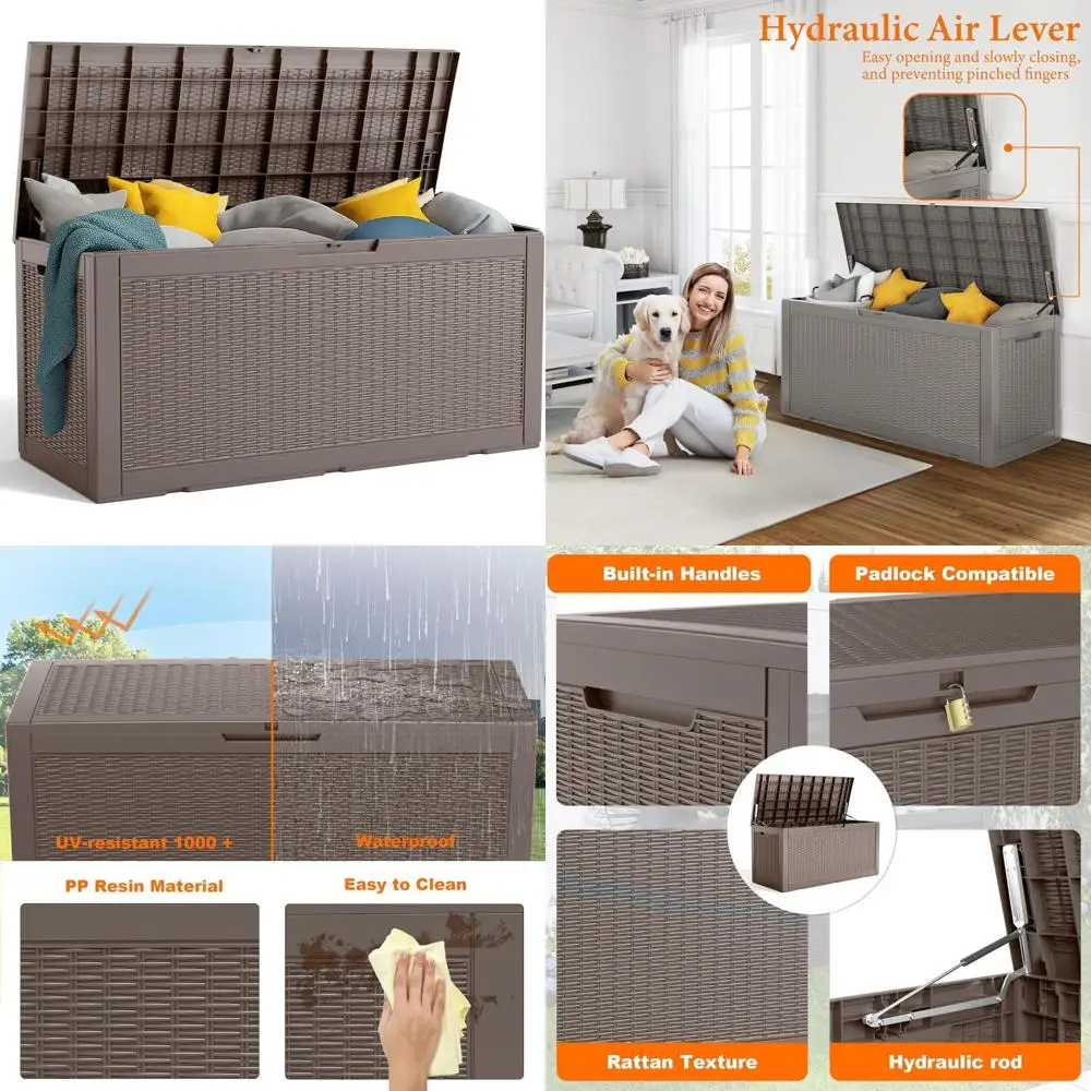 Запираемый ящик для уличного хранения мебели для патио, садовых инструментов и водонепроницаемый ящик для хранения инструментов из смолы на палубе