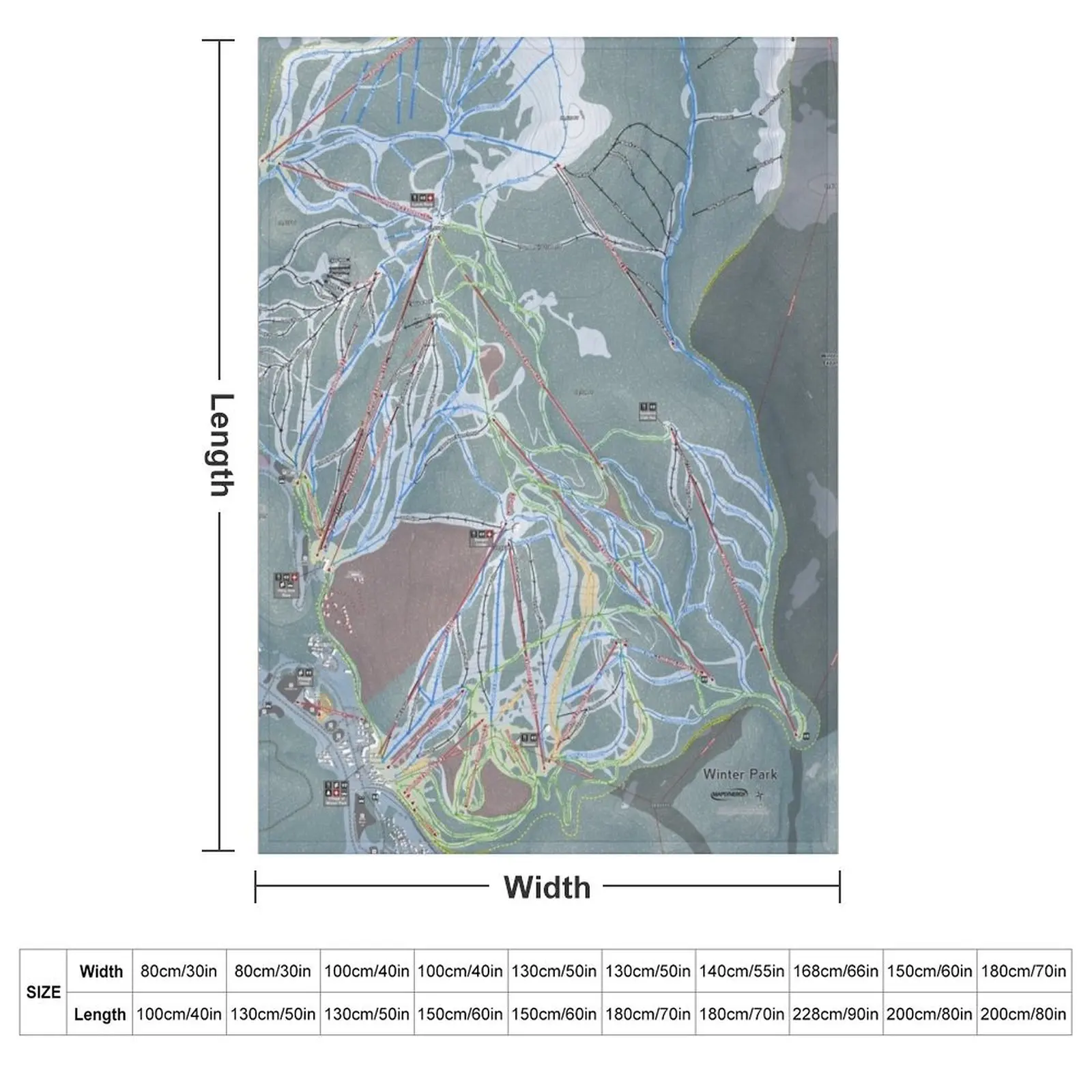 Winter Park Resort Trail Map Throw Blanket wednesday Blankets For Baby Picnic Custom Decoratives Furry Blankets