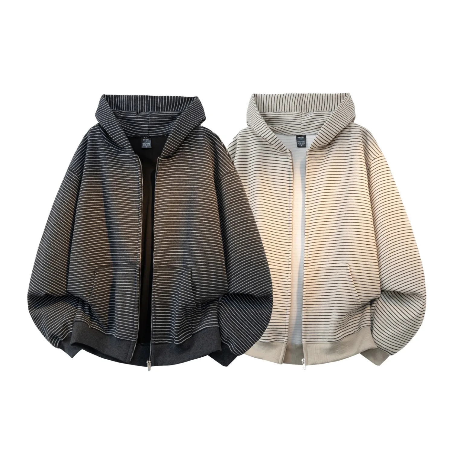 الكورية كول البريدي هوديس وبلوزات للرجال الخريف فضفاض مخطط مقنعين سترة الربيع طويلة الأكمام الرجال المتضخم هوديي