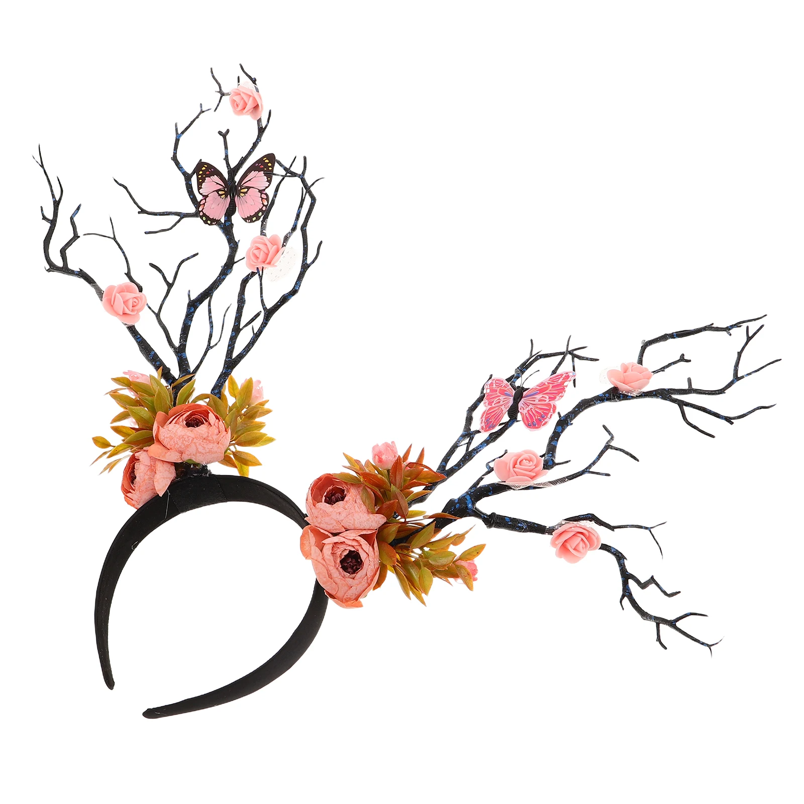

Butterfly Branch Headband Antler Flower Fairy Crown for Women Holiday Decorative Headpiece Comfortable Lightweight Fall