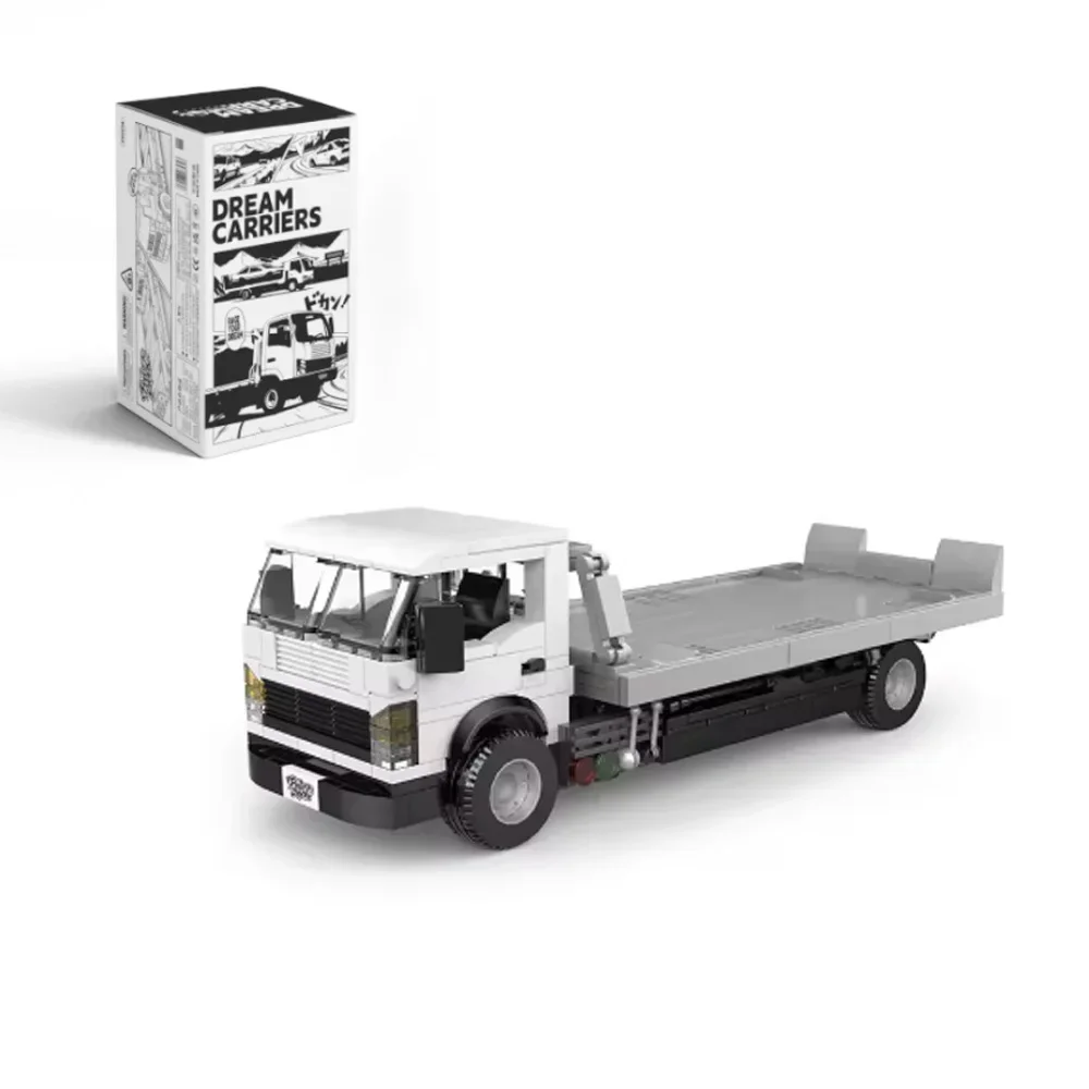 MOC Flatbed รถบรรทุกพาเลทรถบรรทุกสไลด์ Tiltable Building Blocks เมืองวิศวกรรมยานพาหนะไอเดียของเล่นวันหยุดของขวัญตกแต่งบ้าน