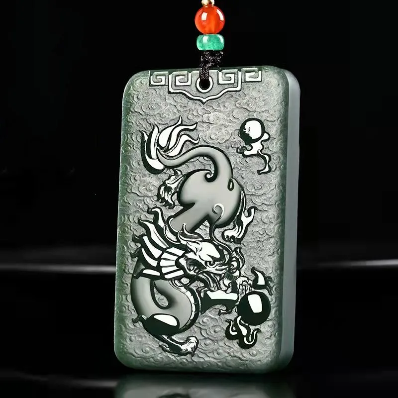 Boutique Dragon Prosperity Quality Natural Qing Jade Pendant Hand-carved Exquisite Necklace Jewelry Accessories