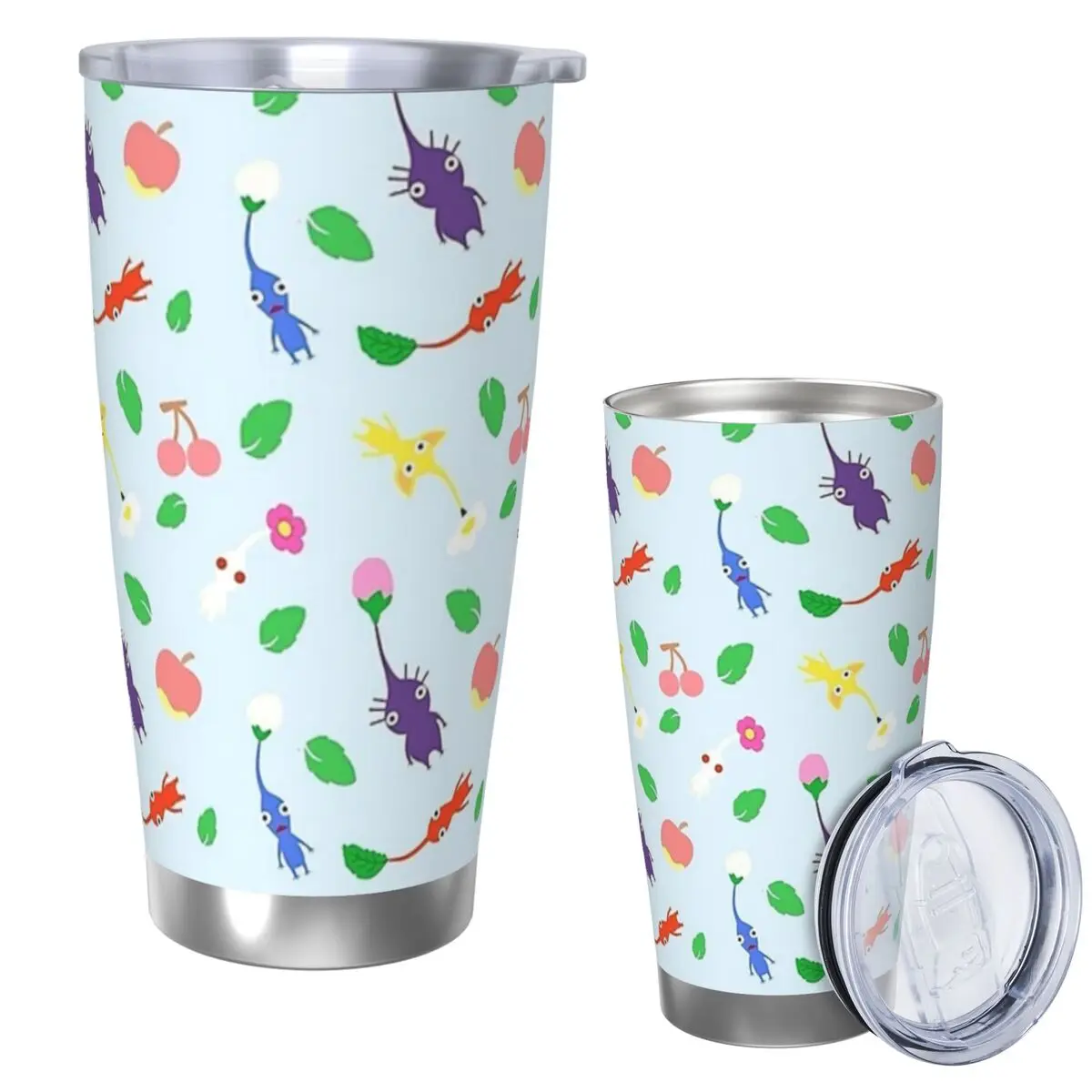 Cute Pikmin Pattern Blue Backpack Backpack Stainless Steel Tumbler Vacuum Insulated Mug Thermal Cold Cups Straw With Lid 20oz