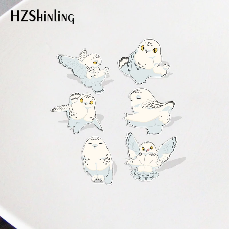 2023 Cartoon Snow Owl Acrylic Collar Pin Pattern Anime Acrylic Lapel Pins Resin Acrylic Epoxy