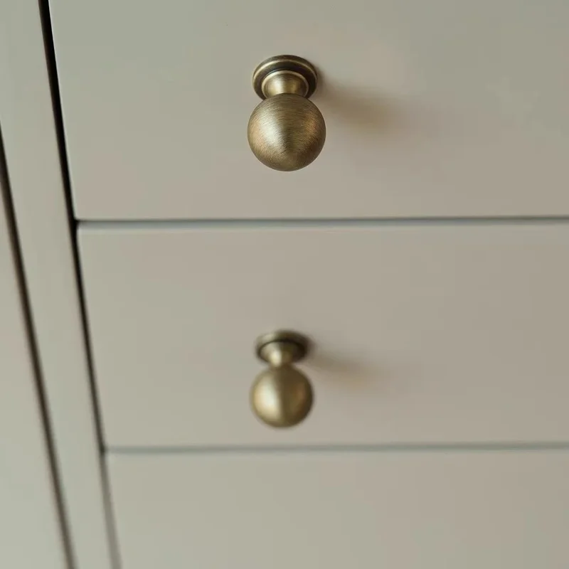 Chrome-plated brass silver round ball wardrobe door handle modern light luxury simple drawer cabinet small handle