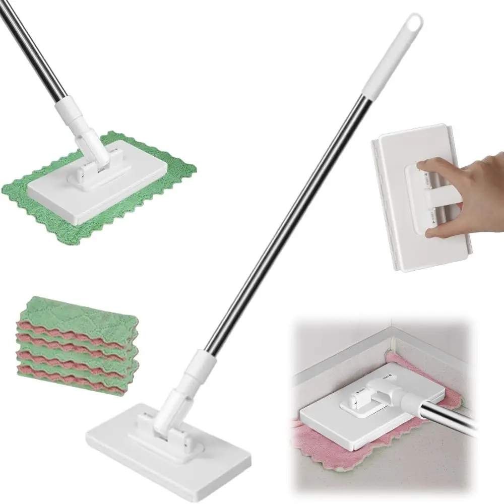 New with 3 Reusable Cloths Hands-free Mop 360° Rotating Head Clamping Dust Mops No-wash Mops Household