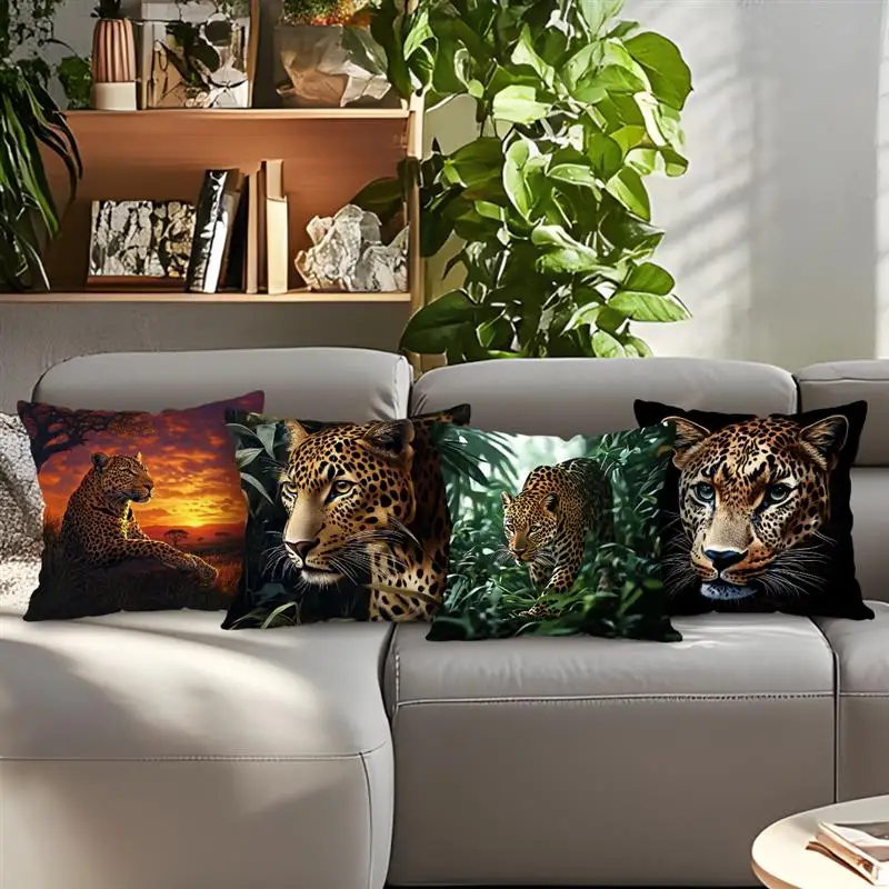 Leopard Cushions Pillowcase Printed 100% Polyester 45x45cm Throw Pillowcover Decorative Sofa Cushion Pillowslip Home Decor