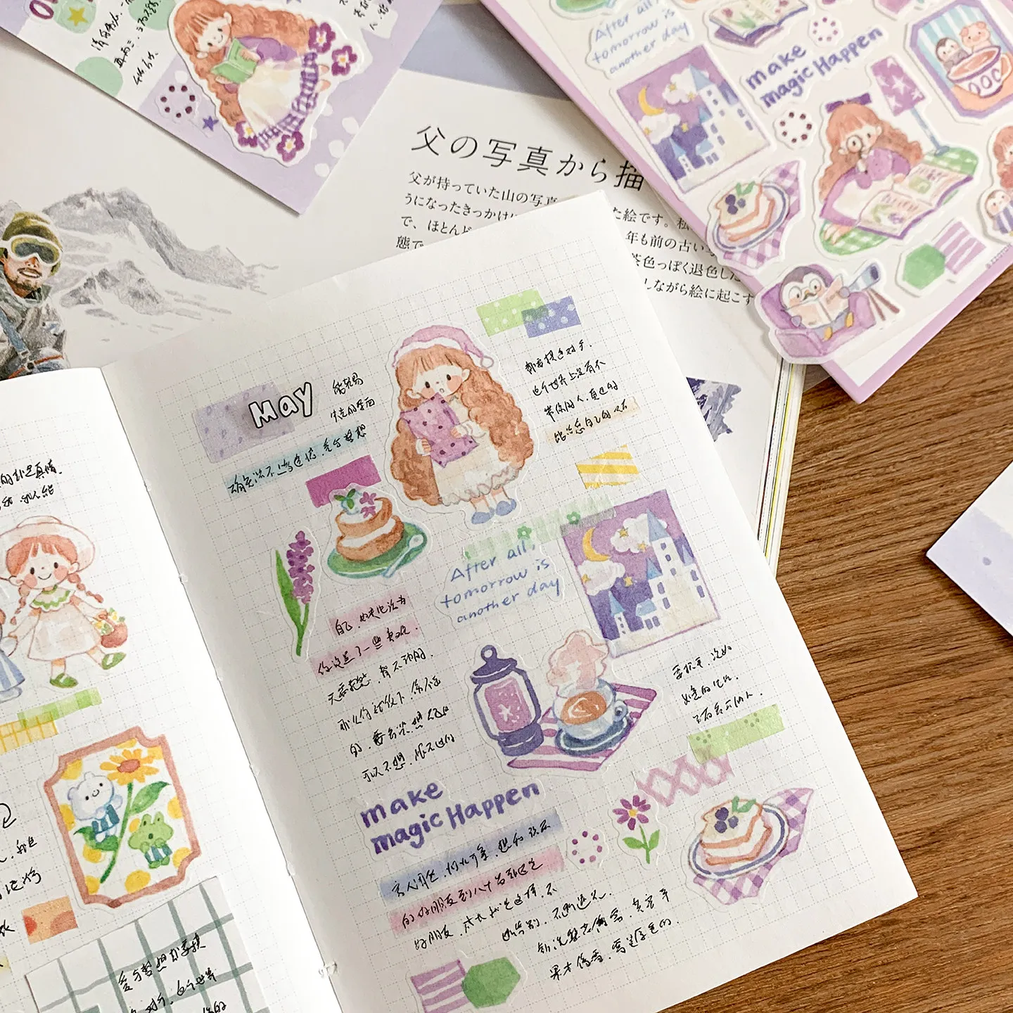 Zzoton Studio Vintgae Girl's Daily Life- Bread Washi Paper Sticker for Card Making DIY Scrapbooking Decorative Sticker Sheet