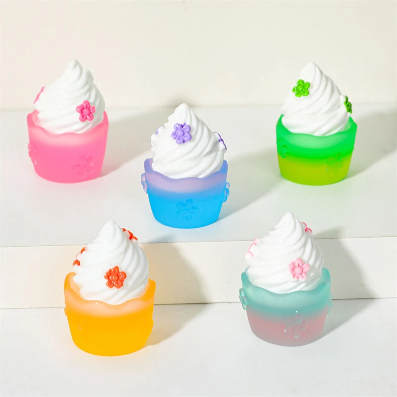 10Pcs/Set Mini Noctilucent Ice Cream Cups Miniature Model Pretend Play Mini Food Doll Accessories Fit Play House Toy Dollhouse