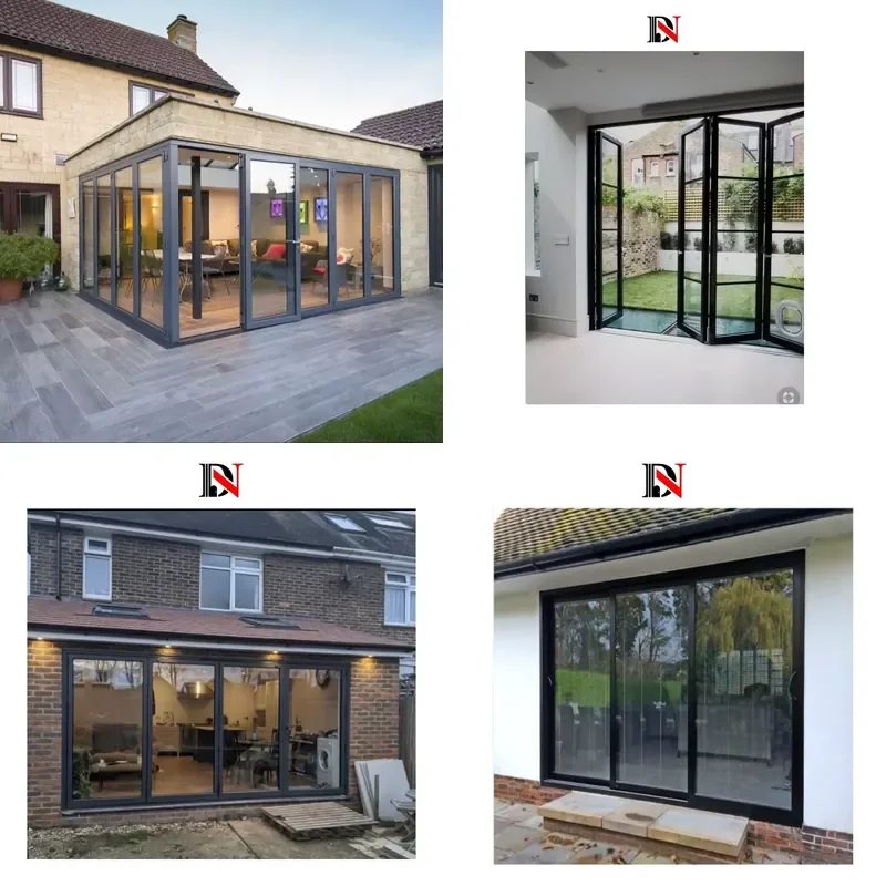 Aluminium Alloy Bi-Folding Patio Door Grill Design External Metal Partition Folding Doors for Outdoor Villa Use Foldable