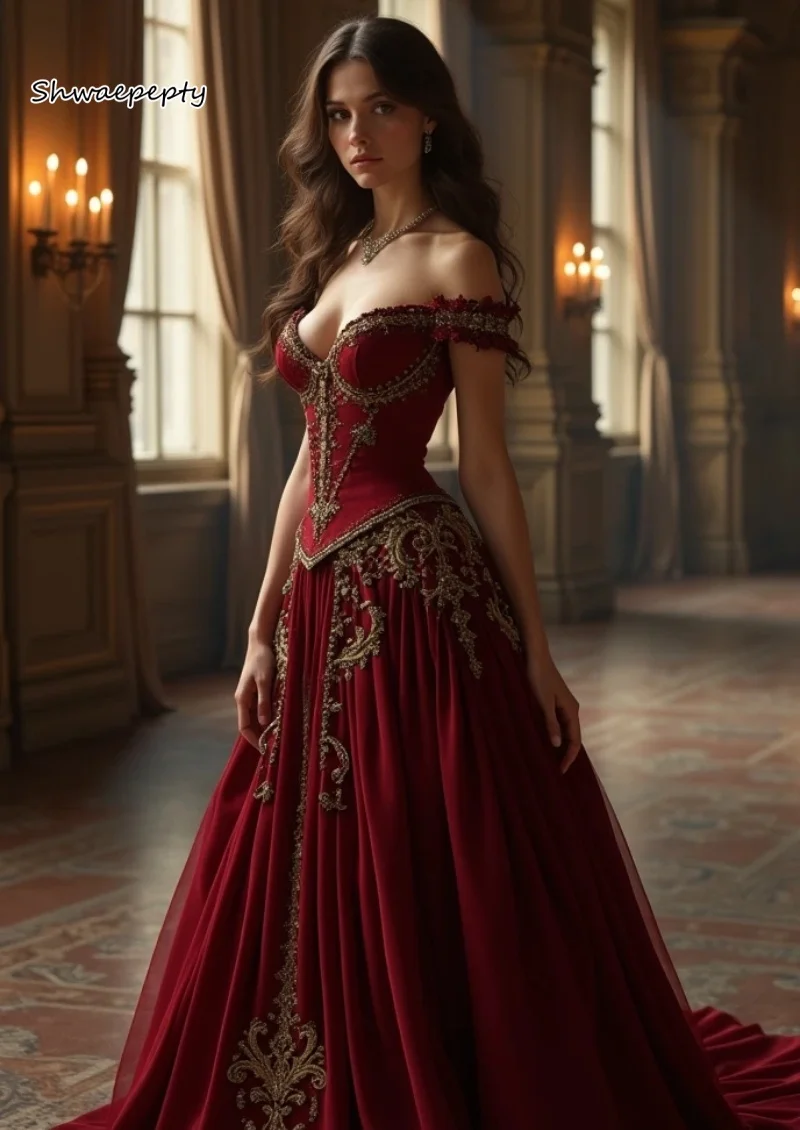 burgundy dress red hair Mermaid Off the Shoulder Burgundy Long Prom Dresses, Elegant Evening Party  Dresses
