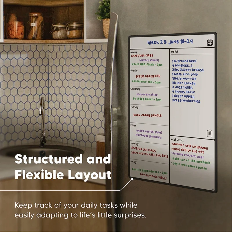 Magnetisch Whiteboard Koelkast Kalender Maaltijdplanner En Boodschappenlijst Whitememobord En Gezinsplanner Duurzaam