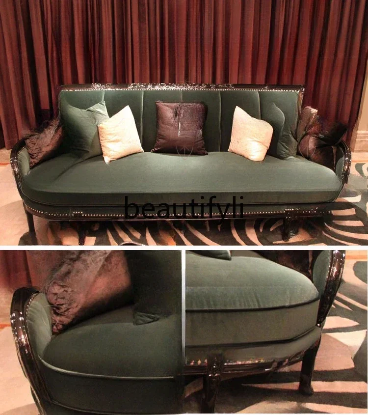 02Fabric three-person sofa postmodern