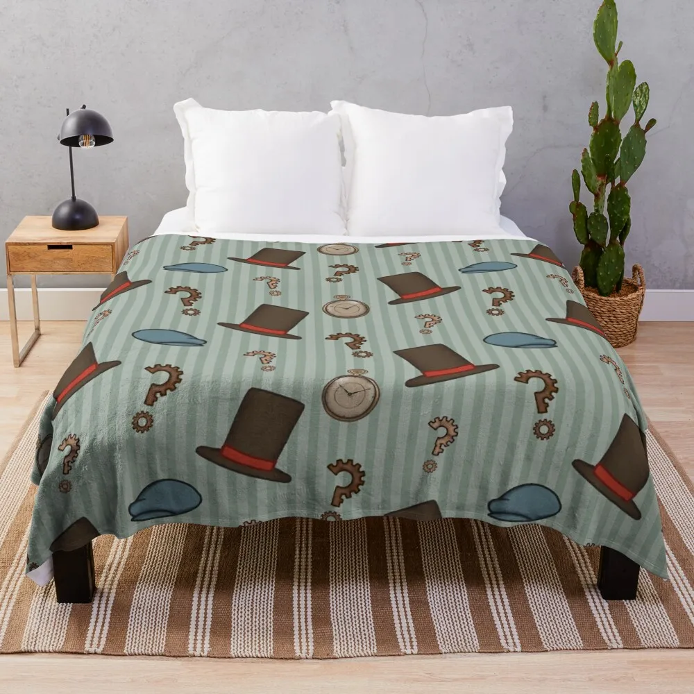 

Professor Layton Repeated Pattern (Green) Throw Blanket Personalized Gift Soft Bed Blankets