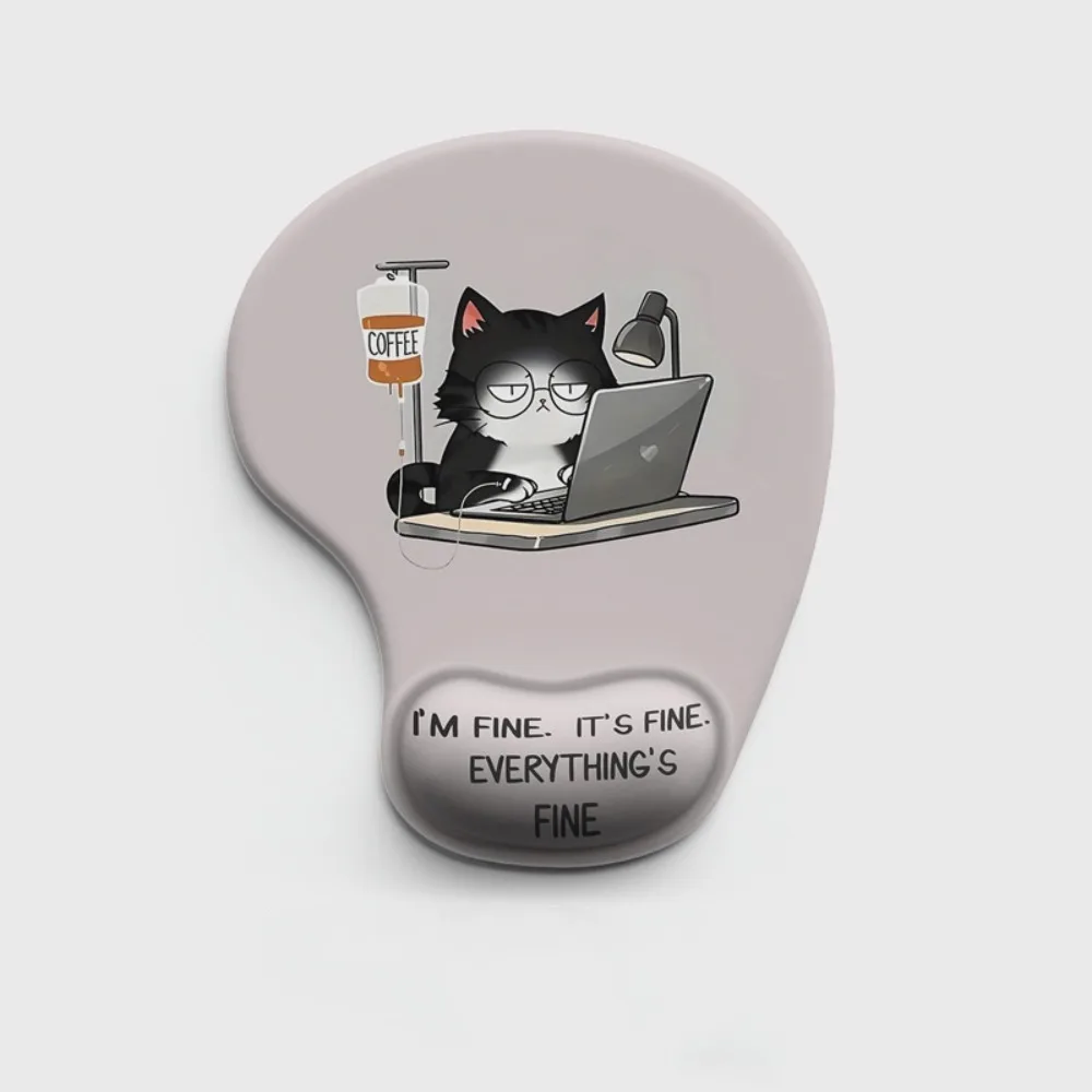 Black Cat Ergonomic Animal Mouse Pad Comfortable Cute Cartoon Cat Mouse Mat Non-Slip Silicone Wrist Support Pad Home Office