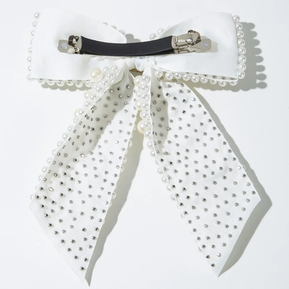 

Заколки для волос с бантом из сладкого жемчуга, модные бусины с бисером, заколка для волос с бантом, сверхмощные украшения для волос, лента с бантом, заколка для женщин, укладка